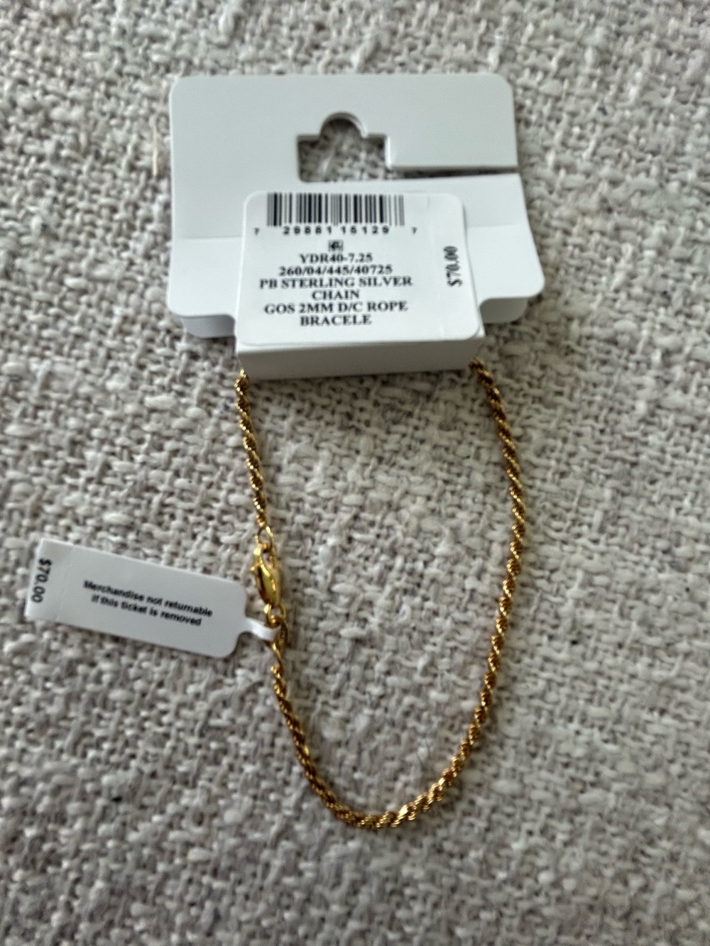 Giani Bernini 18K Gold Over Sterling Silver Rope Bracelet 7.25” - Picture 3 of 3
